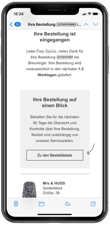 Ich habe meine Bestellung als Gast getätigt Breuninger Hilfe